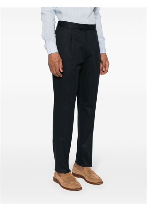 Blue mid-rise pleated chino trousers - men ZEGNA | 77PM12715F06A7