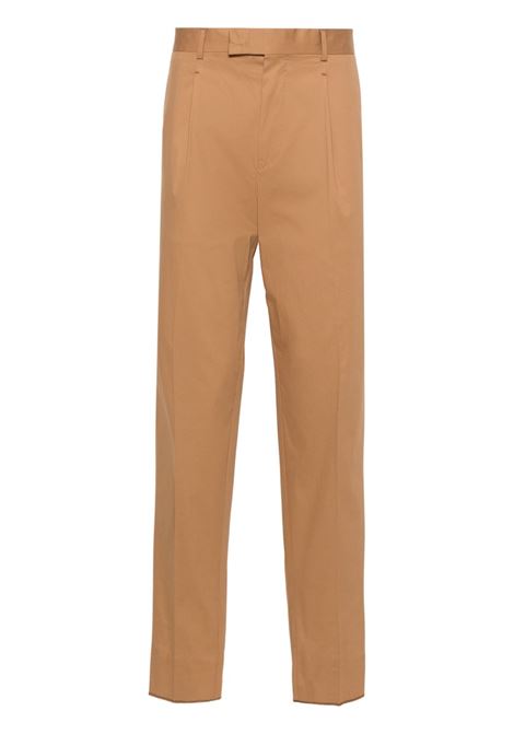 Brown mid-rise pleated chino trousers - men ZEGNA | 77PM12715F17A7