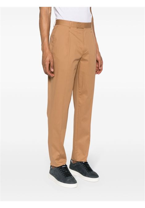 Brown mid-rise pleated chino trousers - men ZEGNA | 77PM12715F17A7