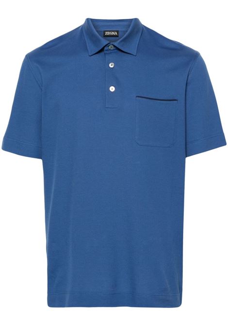 Blue piqué polo shirt - men ZEGNA | UD392A7D752A07