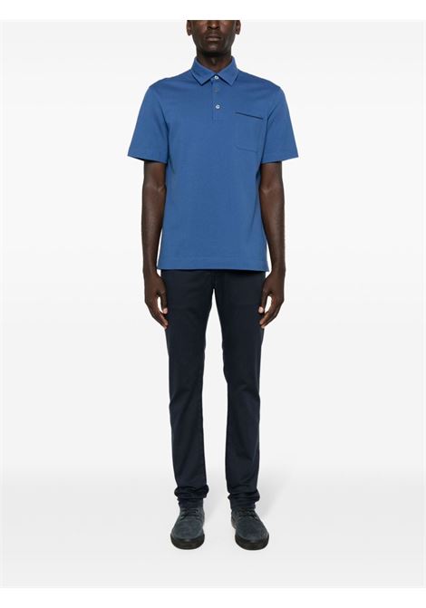 Blue piqué polo shirt - men ZEGNA | UD392A7D752A07