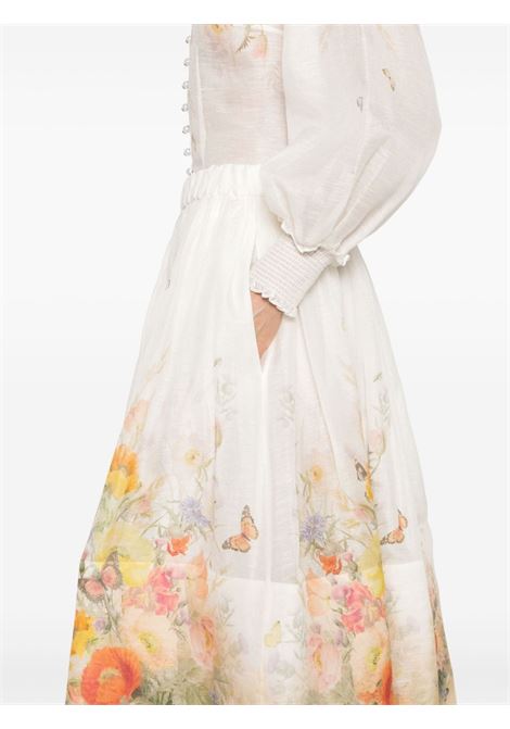 Gonna Tranquillity midi a fiori in bianco e multicolore di ZIMMERMANN - donna ZIMMERMANN | 1121SS243REDBLY