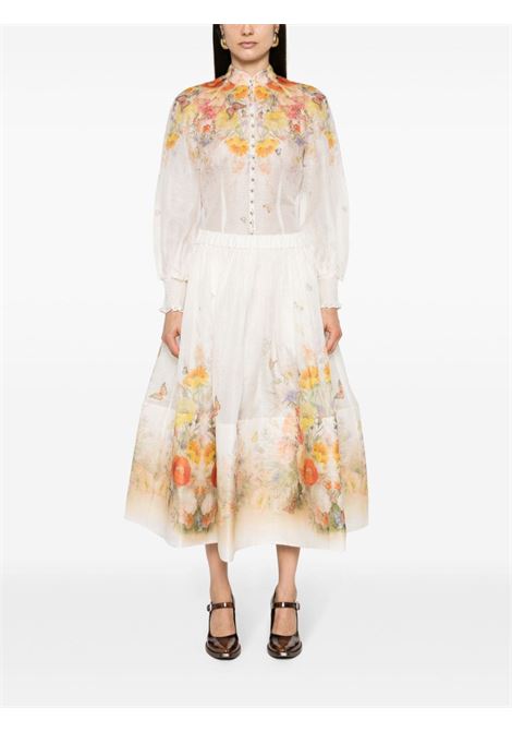 Gonna Tranquillity midi a fiori in bianco e multicolore di ZIMMERMANN - donna ZIMMERMANN | 1121SS243REDBLY