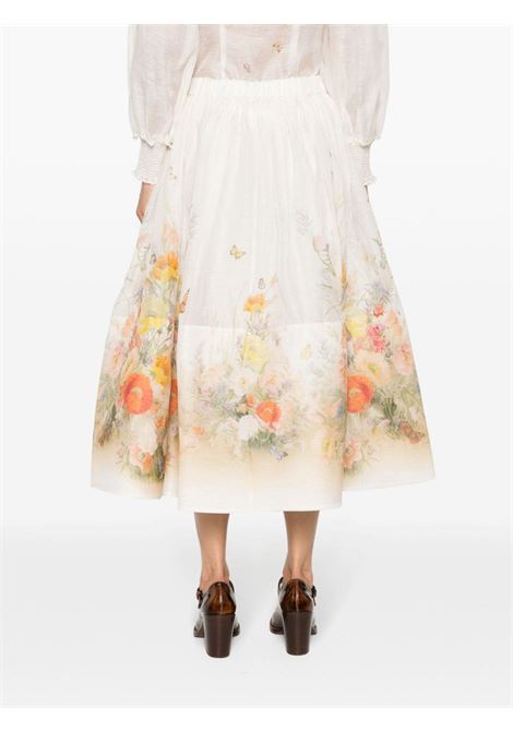 Gonna Tranquillity midi a fiori in bianco e multicolore di ZIMMERMANN - donna ZIMMERMANN | 1121SS243REDBLY