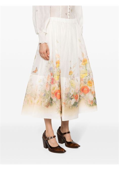 Gonna Tranquillity midi a fiori in bianco e multicolore di ZIMMERMANN - donna ZIMMERMANN | 1121SS243REDBLY