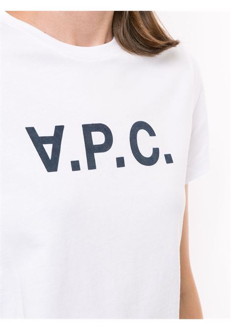 T-shirt con stampa logo in bianco - donna A.P.C. | COBQXF26588IAK