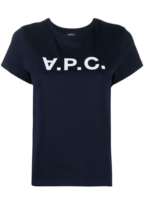 T-shirt con stampa logo in blu - donna A.P.C. | COBQXF26944IAK