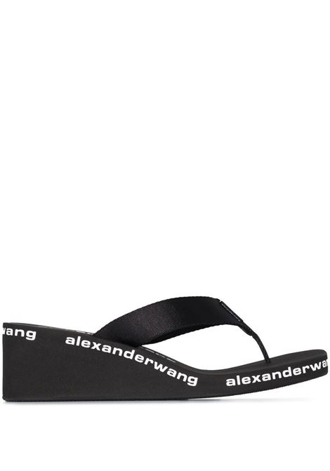 Black logo-print wedge slides - ALEXANDER WANG women ALEXANDER WANG | Sandals | 30321S019001