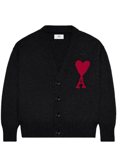 Cardigan con intarsio in nero - AMI uomo AMI PARIS | Maglie | BFUKC006018009