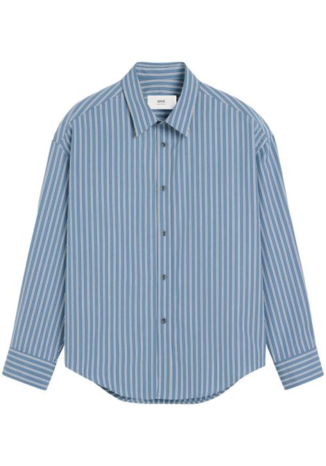 Camicia a righe in azzurro Ami Paris - uomo AMI PARIS | Camicie | HSH191CO01084505