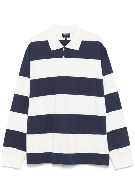 White and blue striped polo shirt A.P.C. - men