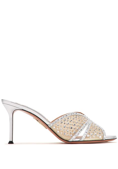 Silver 75mm leather mules Aquazzura - women