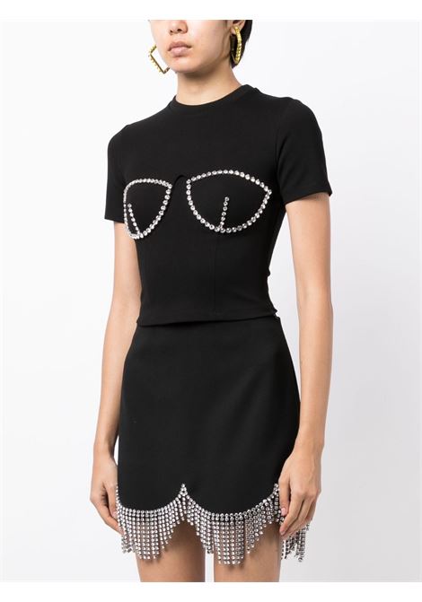 Black bustier-style crystal-embellished T-shirt - AREA women AREA | 0000T03184BLK