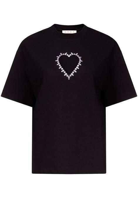 T-shirt con decorazione di cristalli in nero Area - donna