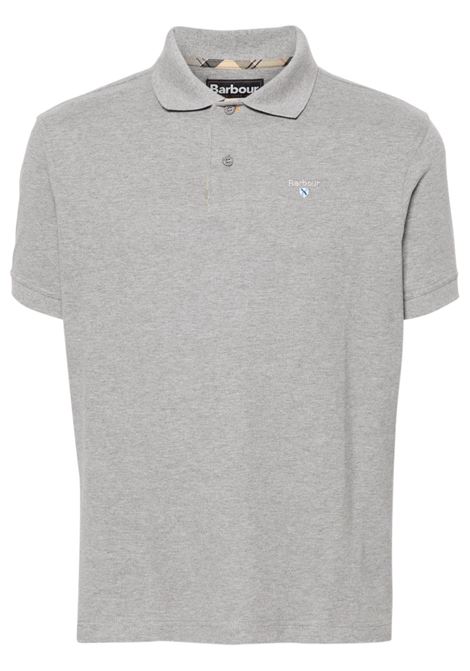 Grey logo-embroidered polo shirt - BARBOUR men