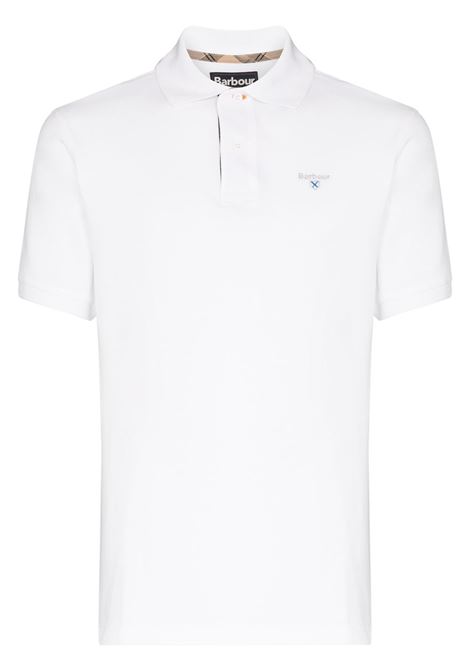 White tartan trim piqué polo shirt - BARBOUR men