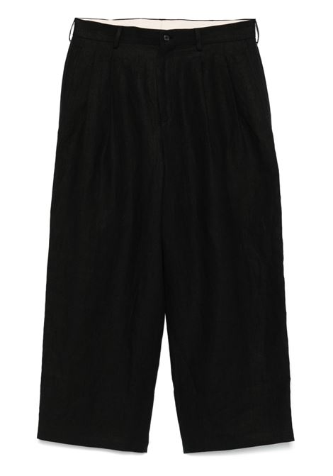 Pantaloni sartoriali in lino nero Caruso - uomo