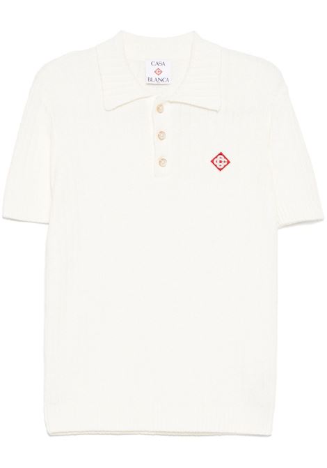 White logo-embroidered bouclé polo shirt Casablanca - men