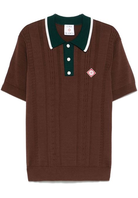 Brown cable-knit polo shirt Casablanca - men