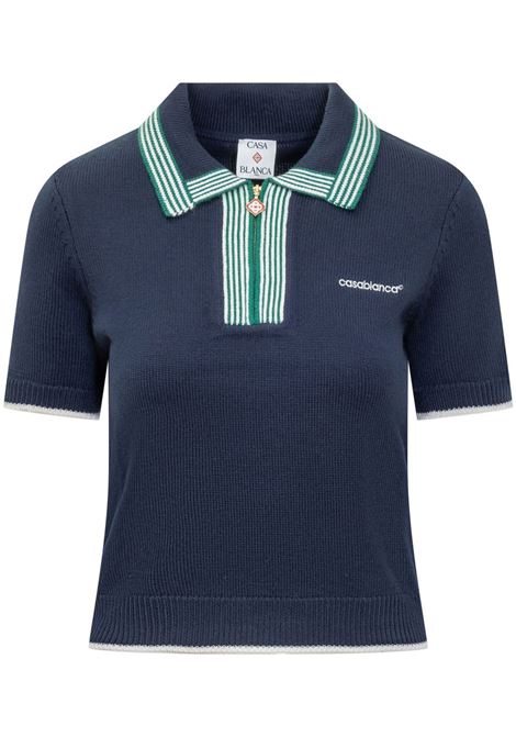 Top stile polo in blu e verde Casablanca - donna CASABLANCA | WPS25KW85602NVYGRN