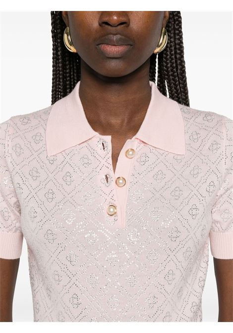 Pink crystal-monogram polo top Casablanca - women CASABLANCA | WPS25KW87401PNK