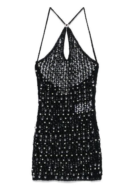 Black beaded knitted mini dress Coperni - women