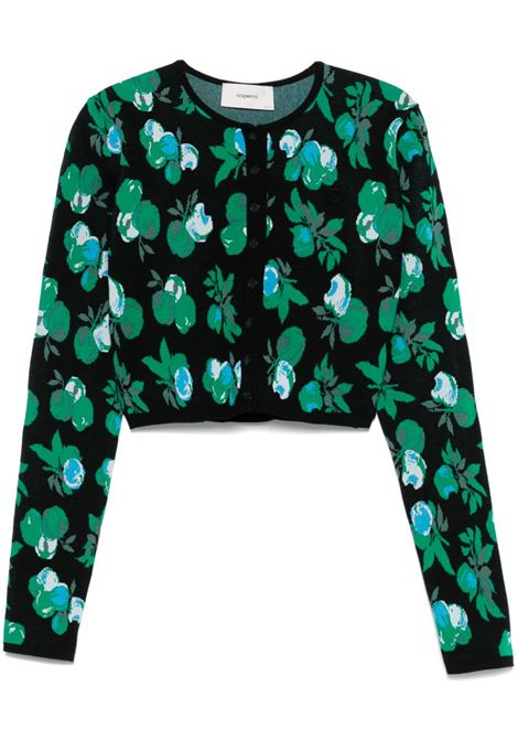 Cardigan a fiori crop in verde e nero Coperni - donna