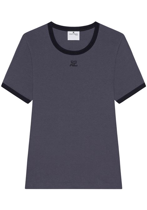 T-shirt Signature in grigio e nero Courrèges - donna