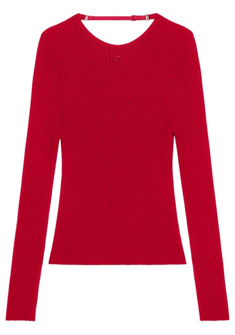 Red logo-embroidery sweater Courrèges - women