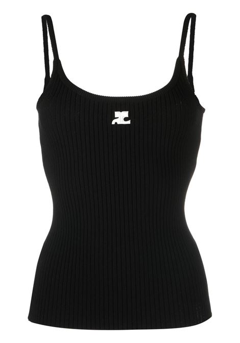 Black ribbed tank top Courrèges - women COURRÈGES | PERMDE012FI00019999