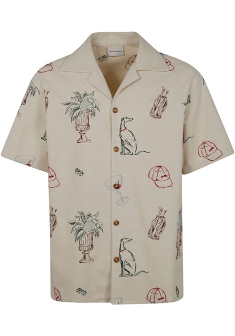 Camicia con stampa in beige Drôle de monsieur - uomo DRÔLE DE MONSIEUR | Camicie | GSH214CO198EC