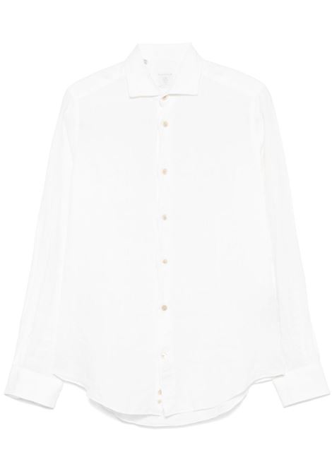 White long-sleeved linen shirt Eleventy - men