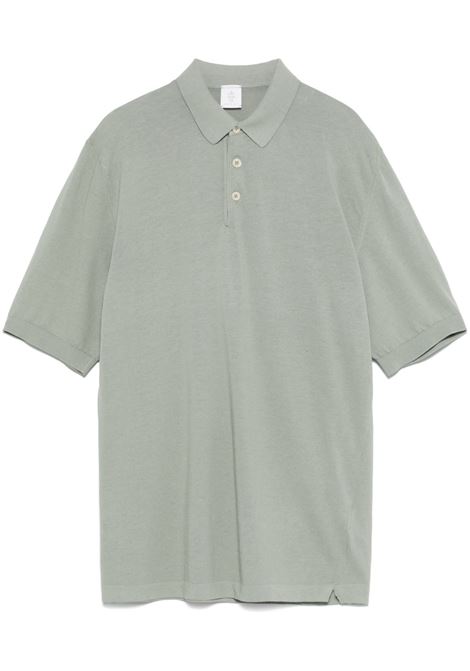 Polo in cotone con ricamo logo in verde Eleventy- uomo