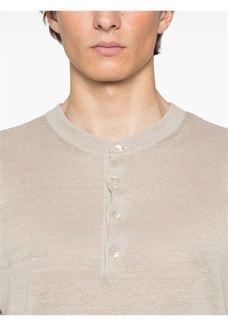 T-shirt Henley in lino in beige Eleventy - uomo ELEVENTY | K76MAGK64MAG0K0290201