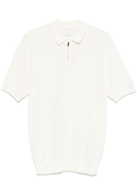 Polo in cotone con ricamo logo in bianco Eleventy- uomo ELEVENTY | K76POLK15MAG0A00101