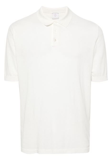 White ribbed-design polo shirt  Eleventy - men