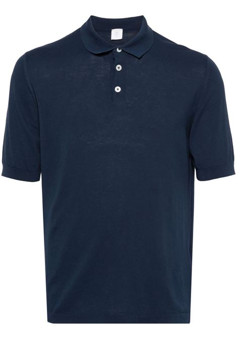 Polo con ricamo logo in blu Eleventy - uomo