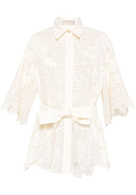 Camicia con ricamo in bianco Elie Saab - donna ELIE SAAB | Camicie | SH076NR25COE04OFFWHT