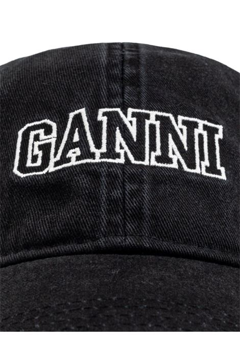 Black logo-embroidered cap Ganni - women GANNI | A6300099