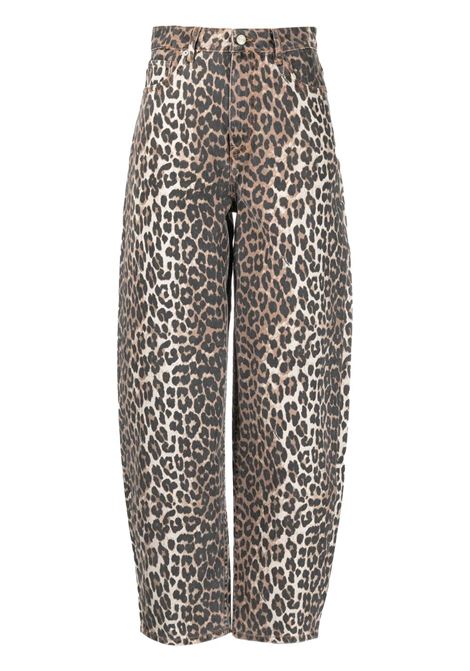 Multicolor leopard-print tapered trousers Ganni - women