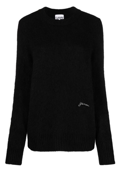 Black crew-neck alpaca wool-blend jumper Ganni - women