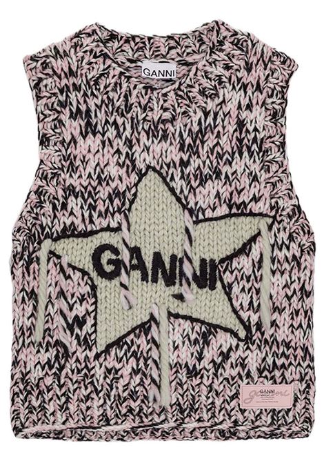 Top smanicato con ricamo multicolore Ganni - donna GANNI | K2346868