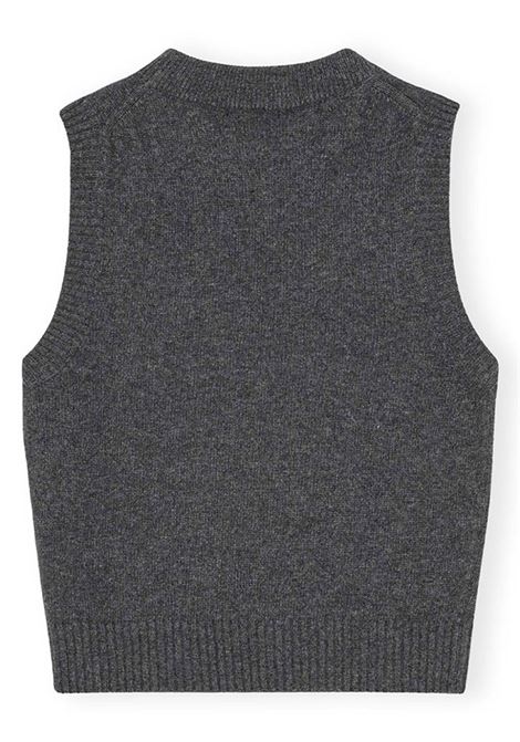 Top smanicato con ricamo in grigio Ganni - donna GANNI | K2375084