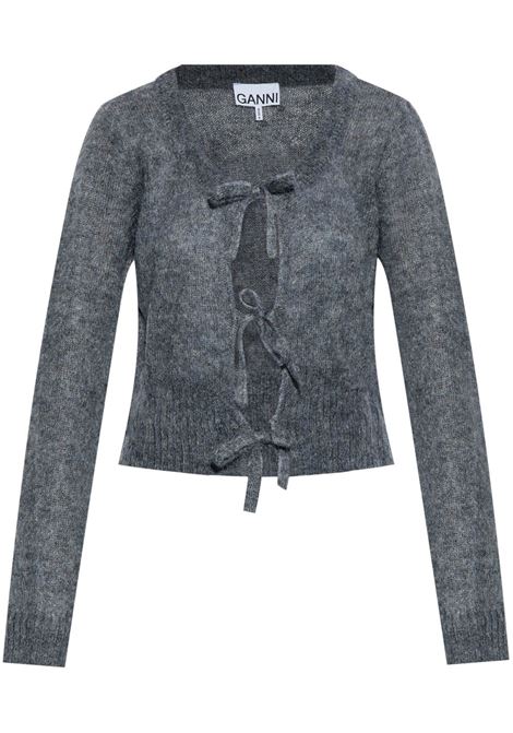 Cardigan con nodo in grigio Ganni - donna GANNI | K2411921