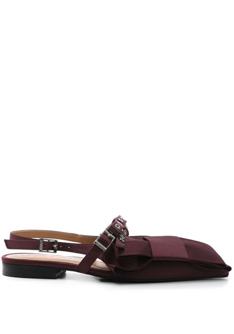 Burgundy Big Bow ballerina shoes Ganni - women