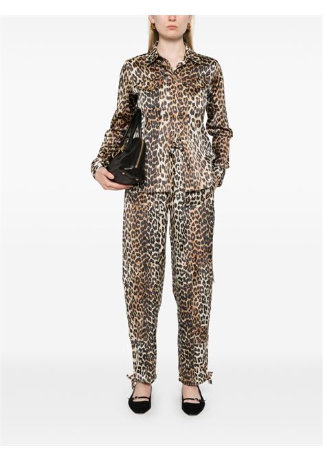 Brown  leopard-print satin shirt Ganni - women GANNI | W0321943