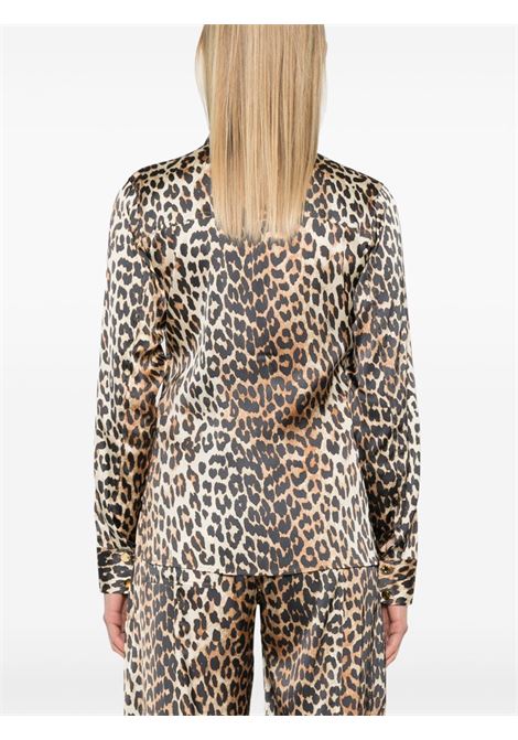 Brown  leopard-print satin shirt Ganni - women GANNI | W0321943