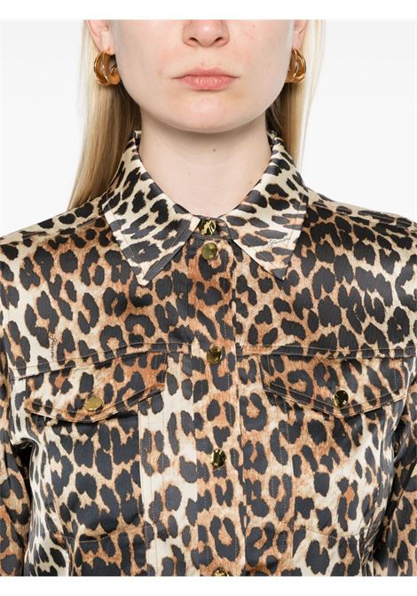 Brown  leopard-print satin shirt Ganni - women GANNI | W0321943