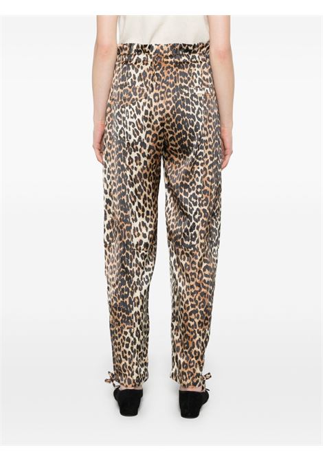 Brown leopard-print satin trousers Ganni - women GANNI | W0324943