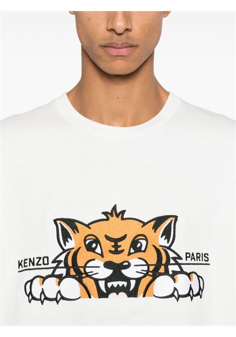 T-shirt Gots Happy Tiger in bianco Kenzo - uomo KENZO | FF55TS5264SI02